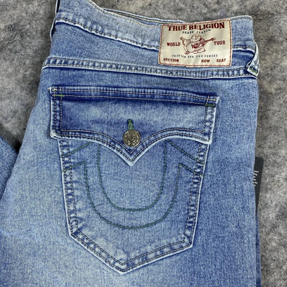 NWT True Religion Rocco Relaxed Skinny Jeans Mens 38x32 Light‎ Wash Straight Leg